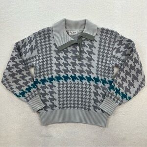 Vintage St. Croix Knits Houndstooth Wool Knit Sweater Size Medium
